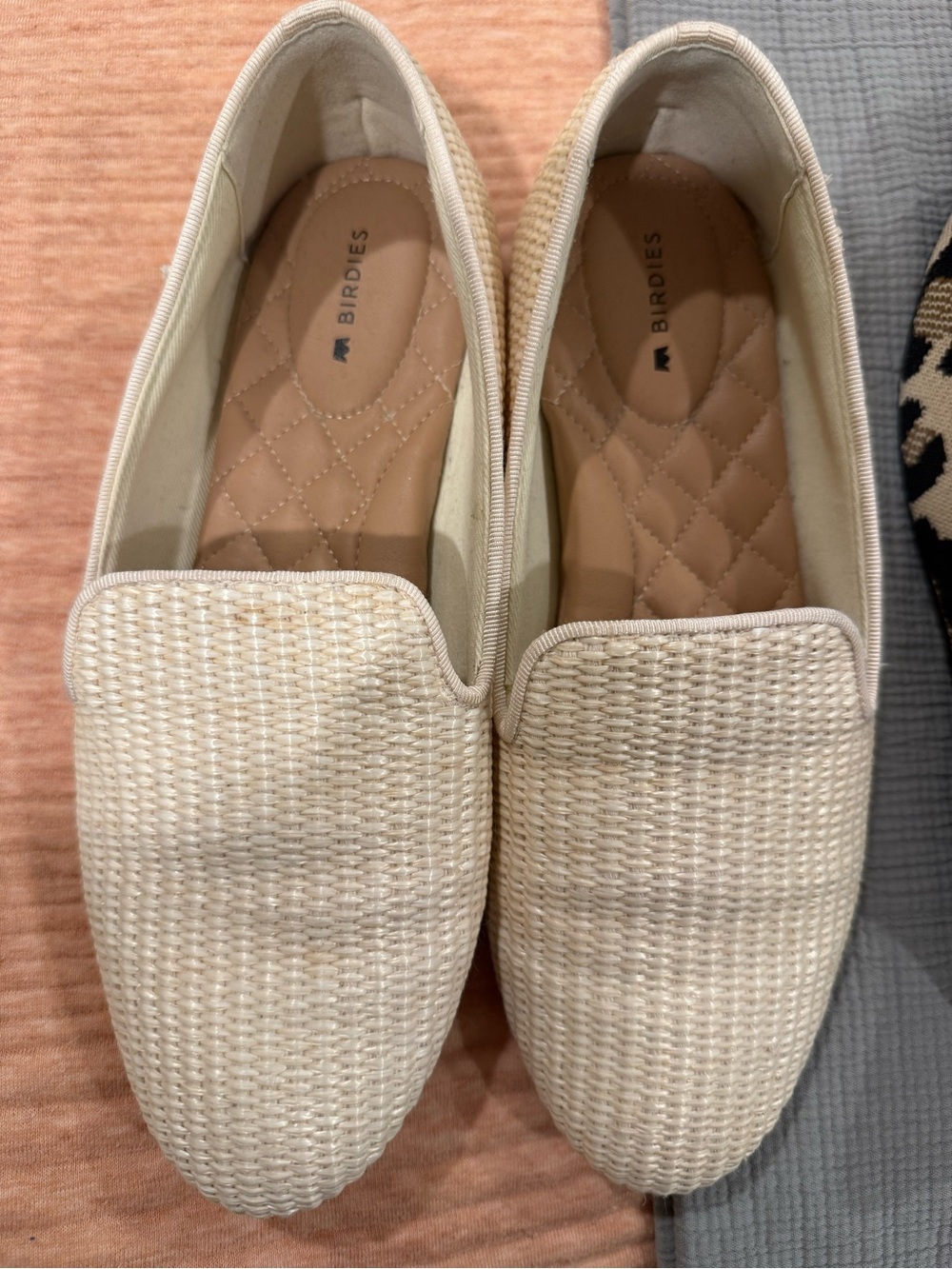 Birdies Cream Woven Slip-On Loafers